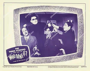 THE 3 STOOGES in WHO DONE IT 1949 MOE LARRY SHEMP NIKKO GOON  11 x 14 LOBBY CARD - Picture 1 of 1