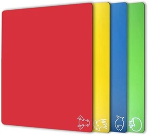 Fotouzy Kunststoff Schneidebrett Flexible Matten mit Lebensmittel Symbole 4er Set BPA-frei... - Bild 1 von 6