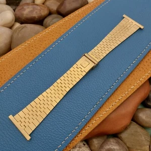 1" 25mm JB Champion Gold HGE Brick Link 2pc 1960s New Old nos Vintage Watch Band - Picture 1 of 5