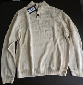 NWT New Chaps Sweater Men's XL Beige Button Winter Snowflake - Picture 1 of 6