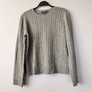 Maglione Lauren Ralph Lauren Cashmere Maglia Cavo Grigio Girocollo Taglia L - Foto 1 di 5