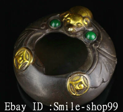 Moneda de dinero dinastía gema oro bronce puro de 3,3" antigua China lavado pluma de murciélago Foto 1 de 4