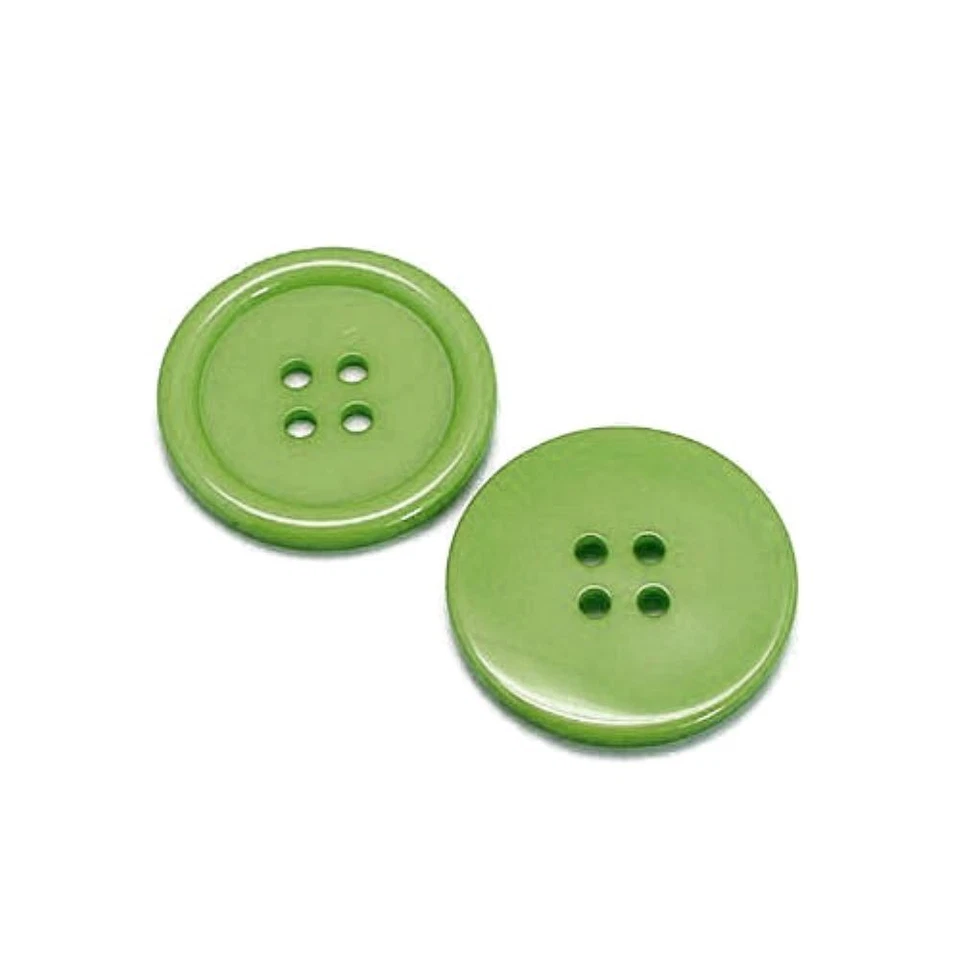 Resin Buttons Dull Green Round 20mm 4-Hole Pack Of 20 - Image 1 of 1