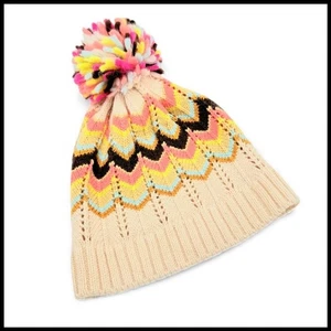 Missoni Target 2011 Girls Winter Hat Zig Zag Chevron Knit Pom Beanie Wool Iconic - Picture 1 of 6