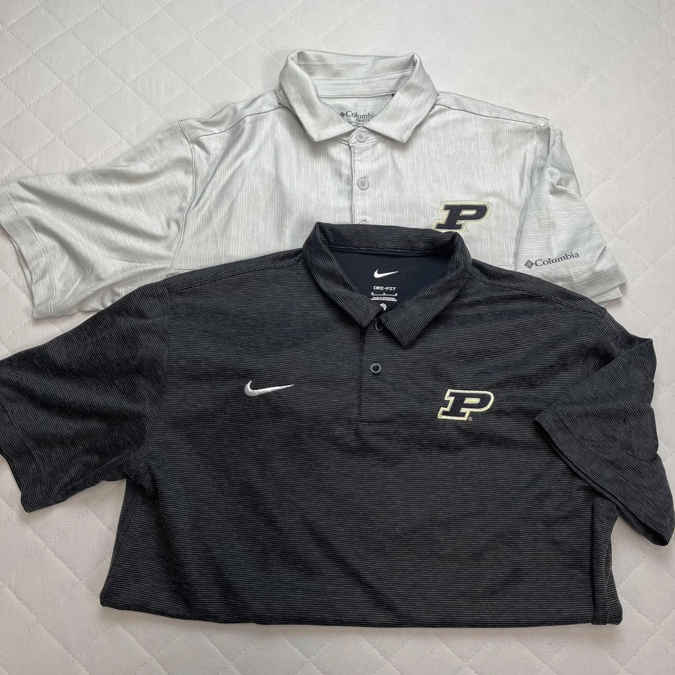 Purdue Boilermakers Shirt Mens Medium Polo Lot 2 Pack NCAA Nike Columbia Golf - Image 1 of 4