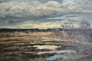 Gemälde Dieter Wulff Braune Töne in den Moorwiesen Öl/Karton - Bild 1 von 7