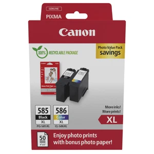Canon PG585XL & CL586XL Black & Colour Original Ink Cartridges with Photo Paper - Picture 1 of 1