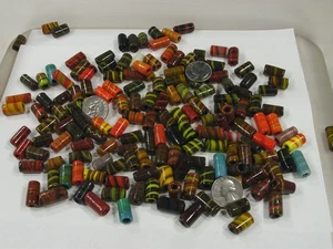 2 Pounds Assorted Sizes India Handmade Swirl Tube Glass Beads Bulk Lot (KRT-5)⭐ - Picture 1 of 9