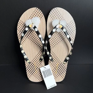 NWT Vera Bradley Flip Flops Woven Neutral Brown Large Size 9-10 - Picture 1 of 7
