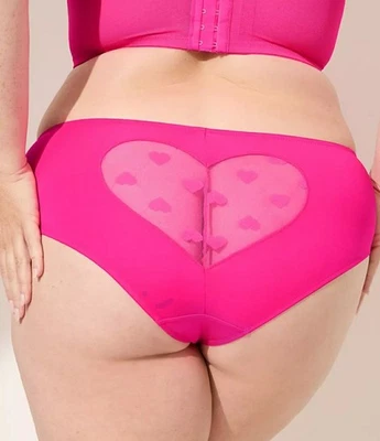 Sexy Panty Hipster Lane Bryant Rosa Caliente Corazón Abierto Malla Espalda Talla Grande 22/24, 3X Foto 1 de 4