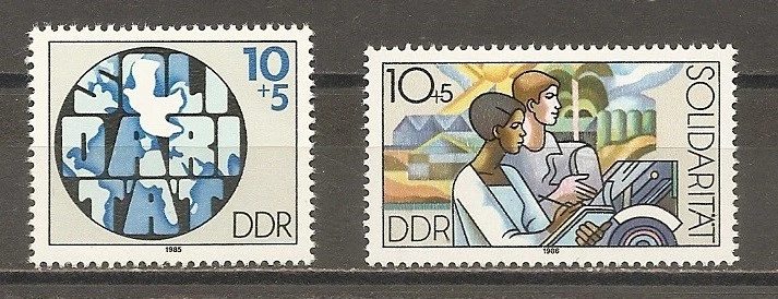 GDR 1985-1986 Semipostal Solidarity Committee MNH Scott#B198-B199 - Image 1 of 1