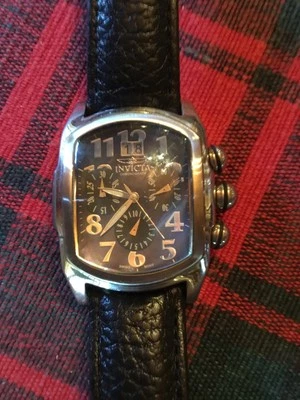 Invicta Lupah No. para hombre 4393, Reloj Cronógrafo, Fecha, Correa Cuero Negro Foto 1 de 4