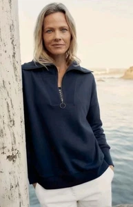 BNWT Seasalt Cornwall Timeline Navy Collared Sweatshirt Top Size 12 RRP £59.95 - Picture 1 of 14