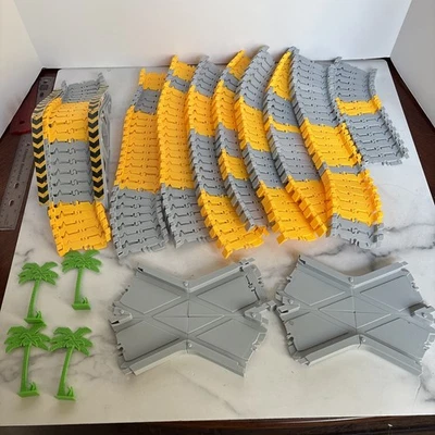 Lot of Magic Tracks Gray & Yellow 215 Pc Tracks + Bridge, Trees, Criss Crosses - Image 1 of 4