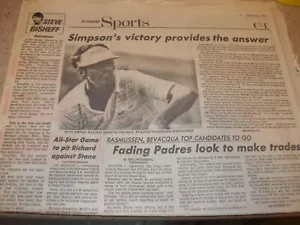 San Diego Tribune 7/7/80 Sports Section - Scott Simpson Wins Western Open Padres - Picture 1 of 1
