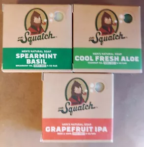 Dr Squatch 3 Pack Mens Natural Soap 5oz Bars Cool Fresh Grapefruit IPA Spearmint - Picture 1 of 11