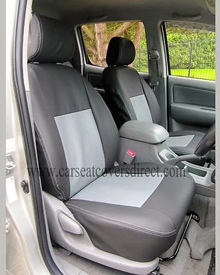 Fundas de asiento de cuero sintético a medida impermeables Toyota Hilux 7ª generación dos tonos Foto 1 de 4