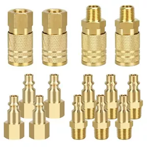 14-teiliges Luftkompressor-Fittings-Set 1/4 Zoll NPT Schnellkupplung Luftkupplung & Stecker-Kit - Bild 1 von 7
