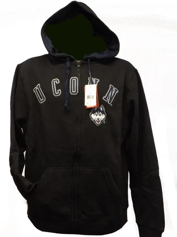 New UCONN Huskies Mens Sizes XS-S-M-L-XL-2XL Black Full Zip Hoodie Jacket $40 Cover