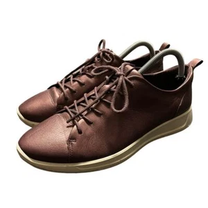 Ecco Metallic Fig Flexure Leather Running Sneakers Size 41, US 10 - Picture 1 of 7