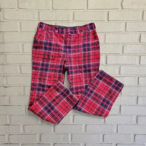 Vtg 70s Men's Wool Pants, Disco, Red Plaid, Garment Workers of America - Picture 1 of 5
