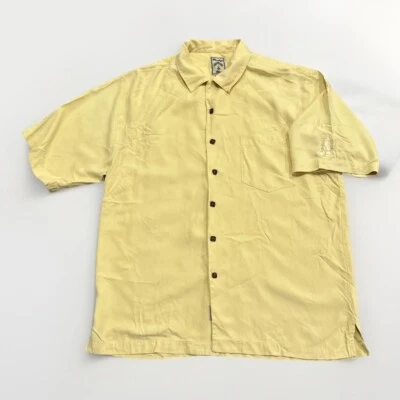 VTG Montego Mon Button Up Vintage Silk Shirt Mens Large Yellow - Image 1 of 4