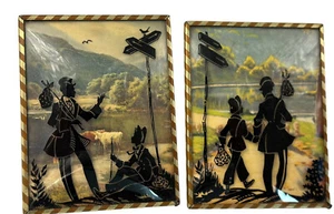 Silhouette Color Background Hobo Pair (2) Benton Glass Vintage - Picture 1 of 17