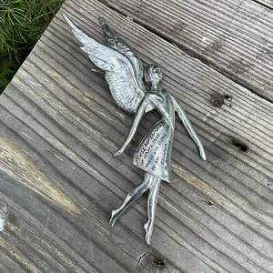 5.5" Modern Girl Pewter Angel Tip Toes Elizabeth B Browning Christmas Ornament - Picture 1 of 4