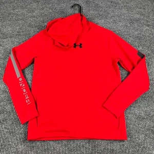 Under Armour Hoodie Shirt Youth Boys Large Red Long Sleeve Cold Gear Loose Fit - Picture 1 of 9