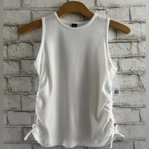 NWT Girls Old Navy Ribbed Sleeveless side Tie white top size XL 14-16 - Picture 1 of 4