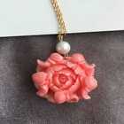 1PCS Handmade artificial pink coral flower pearl pendant Heart Energy Jewellery