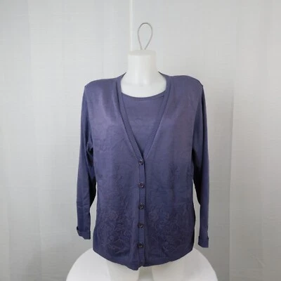 Cárdigan Alfred Dunner aspecto en capas con cuentas - púrpura, grande #4052 Foto 1 de 4