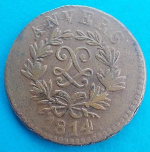 France, Louis XVIII, Car Seat & Colour Pack) Antwerp, 5 Cents 1814 Jlgn Km - Picture 1 of 4