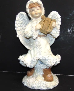 Vintage Snow Angel with Harp Figurine - 11.5” Tall - Picture 1 of 5