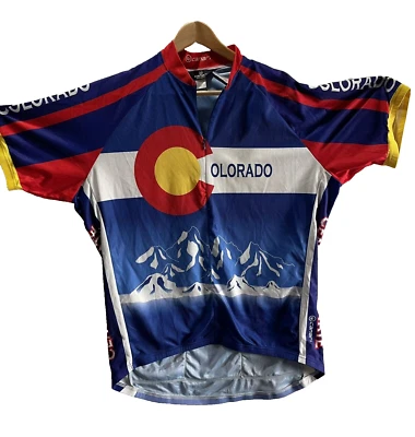 Camisa de Ciclismo Canari Hombre 2X Azul/Blanco/Amarillo/Rojo Colorado 1/2 Cremallera  Foto 1 de 4