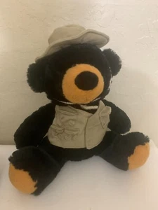 Wishpets Black Bear Plush Bernie Fishing Gear Outfit Stuffed Animal 11 inch 2005 - Picture 1 of 4