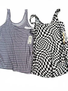 Trendy Women's Tank Tops - Striped and Checkered Designs, Size Large - Picture 1 of 1