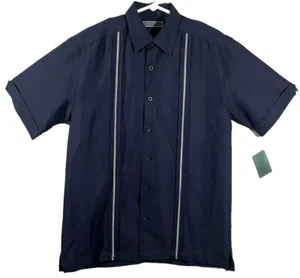Men’s Cubavera Playa Ancon Dress Blue Short Sleeve Cuba Button Up Shirt Size S - Picture 1 of 11