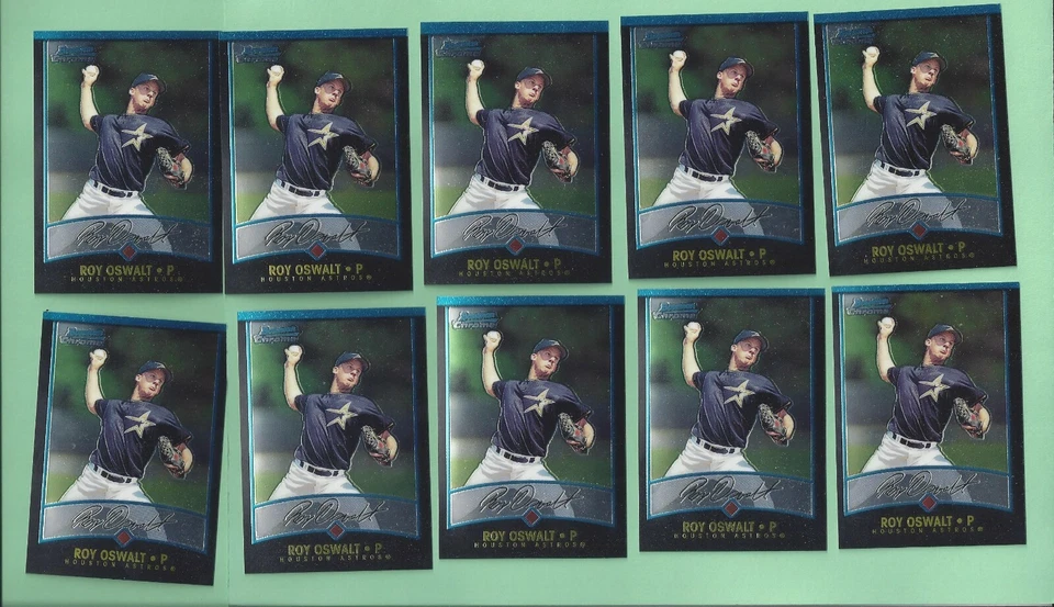 10 card lot of 2001 Bowman Chrome #235 Roy Oswalt - Astros - Image 1 of 1