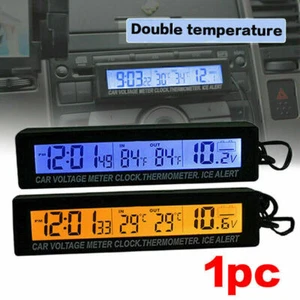 12/24V Auto LED Digital Uhr In/Außentemperatur KFZ Thermometer Spannungsmesser - Bild 1 von 10