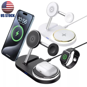 5-in-1 Wireless Charger Fast Charging Station for iPhone Apple Watch Air Pods US - Picture 1 of 26