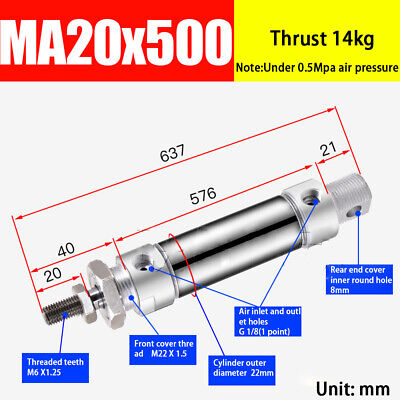 Double Acting With Magnetic Mini Cylinder MA20 MA20X300 X350 X400 X450 500-S-CA • 50.66£