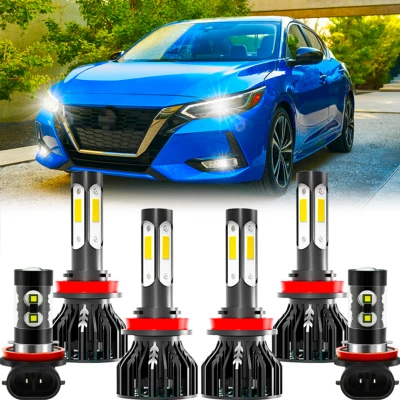 Faros LED altos/bajos para Nissan Sentra 2013-2020 6000K + luces antiniebla 6X Foto 1 de 4