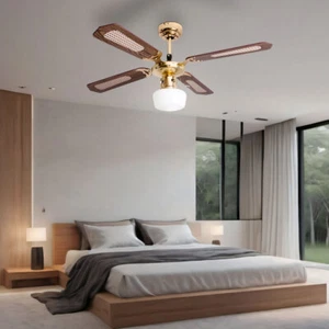 Ventilatore da Soffitto Lampada Vor-Rücklauf Interruttore Tirare Vetro 3-Stufen - Foto 1 di 12