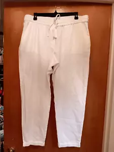 J Crew Pants Pull On Drawstring Waist Linen Blend 14 NWT Cuffed Ankle White New - Picture 1 of 12