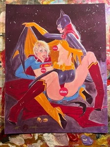 Sexy Batgirl Supergirl Chicas Malas Forever Color Pinup Arte MARK BEACHUM DC Cómics - Imagen 1 de 3