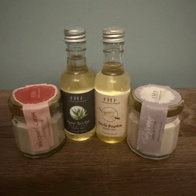 🌿 NWT FarmHouse Fresh Organics Travel Set Shea Butter Body Oil Sampler Gift FHF - Image 1 of 4