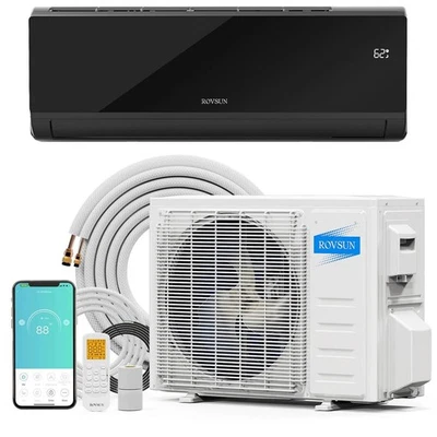 9000 BTU Ductless AC Mini Split Heat Cooling Pump Air Conditioner 19SEER Black - Image 1 of 4