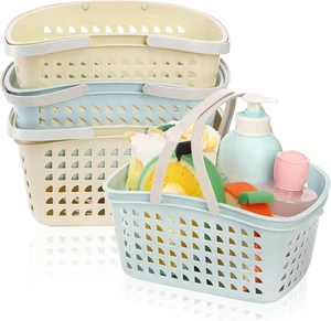 Cesta ducha portatil con asas dobles organisador plastico apilable bano camping - Bild 1 von 12