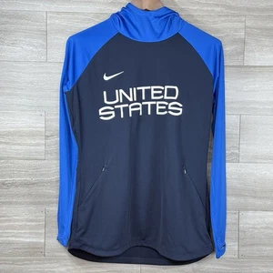 Nike Dri-FIT United States Soccer Hoodie Pullover Women Medium Slim Fit Blue EUC - Picture 1 of 9